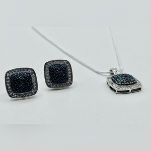 Rhodium Pendant Necklace and Earrings Set